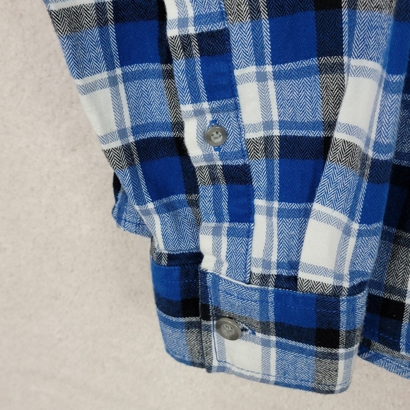 Eddie Bauer Blue/White Plaid Print Flex Brushed Flannel Button Down Shirt Sz XL - Picture 7 of 10